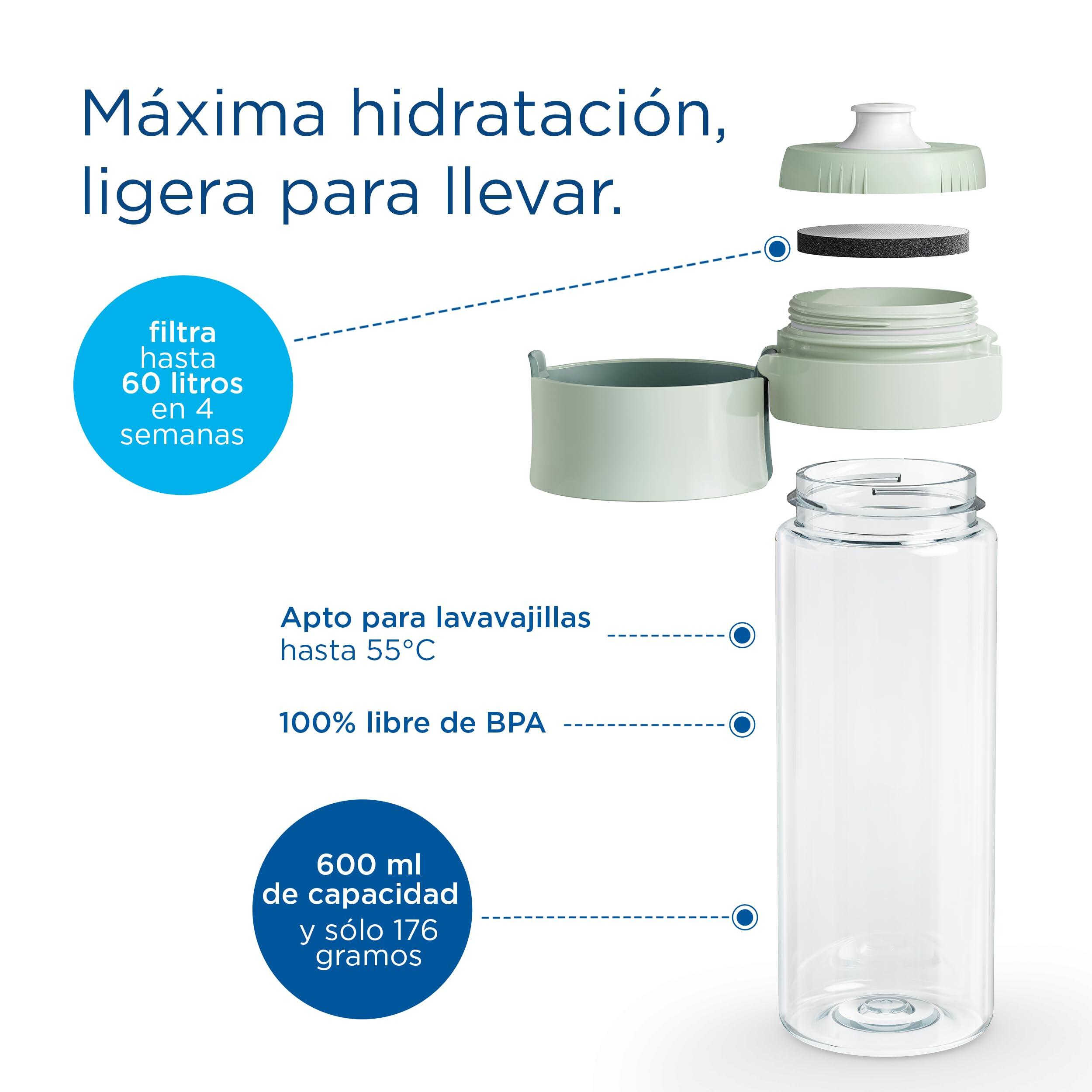 BRITA Botella deportiva filtrante de agua Verde Claro (600ml) 2/7