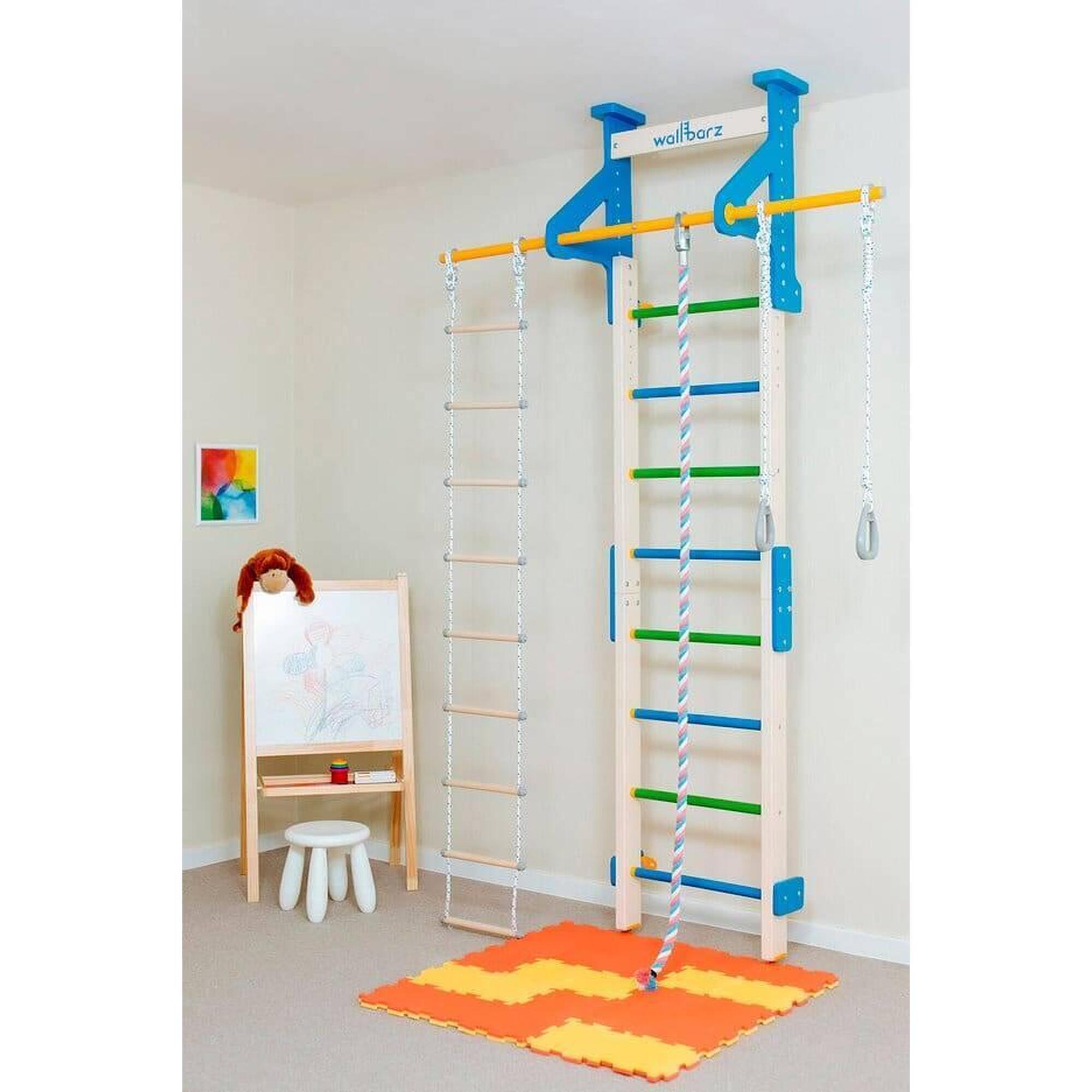 Copii Gimnastică Scară de perete din lemn cu accesorii Eco 2 Multicolor (Woodsy)