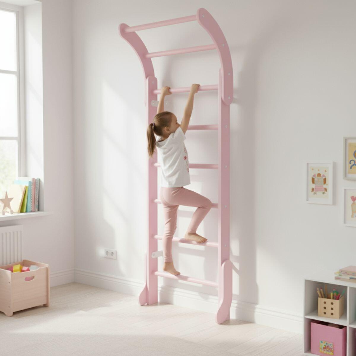 Enfants Gymnastique Espalier d'intérieur avec Barre de Traction Mini Blanc 6/7