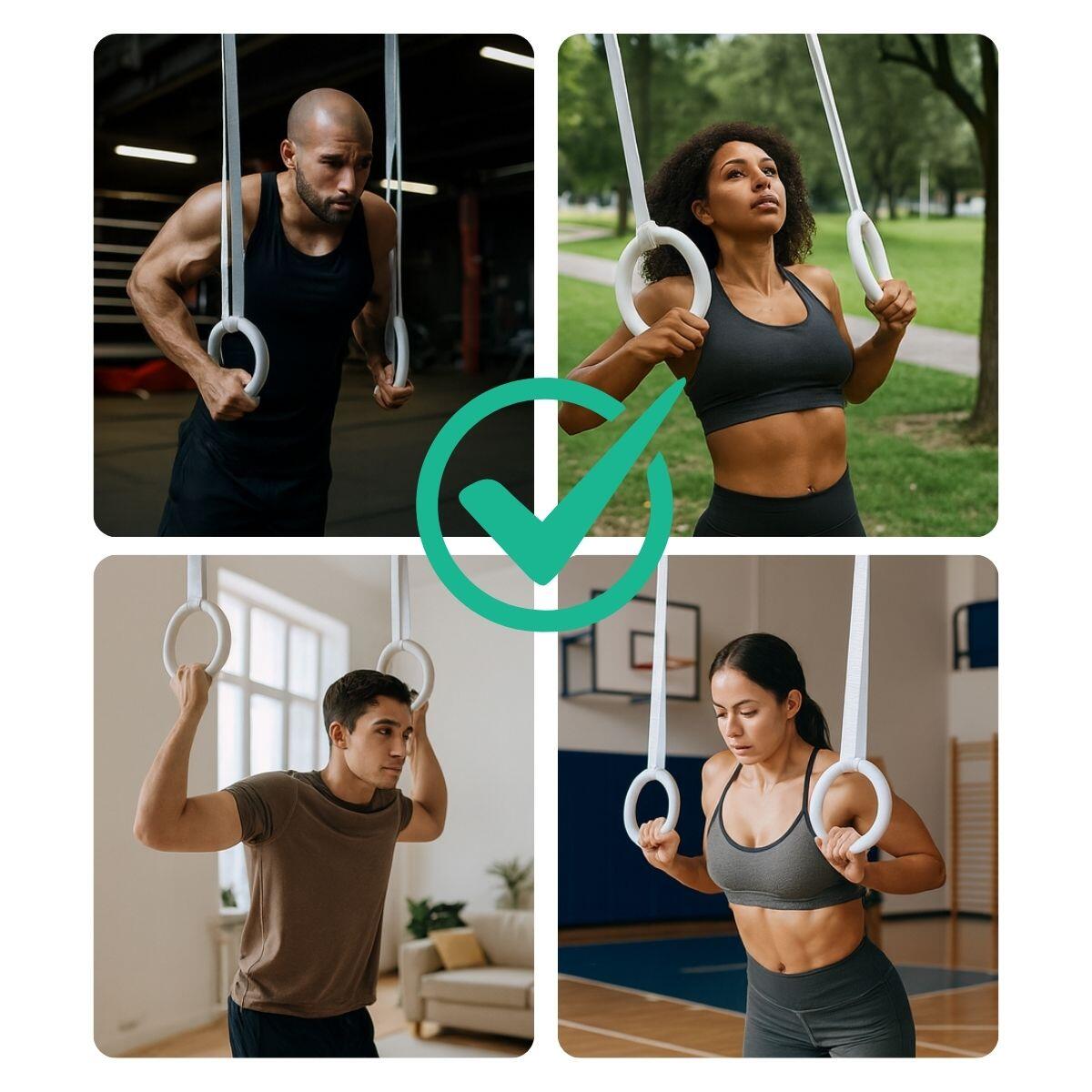 Unisex Sport Turnringe aus Holz für Erwachsene verstellbar Pro Weiß 5/5