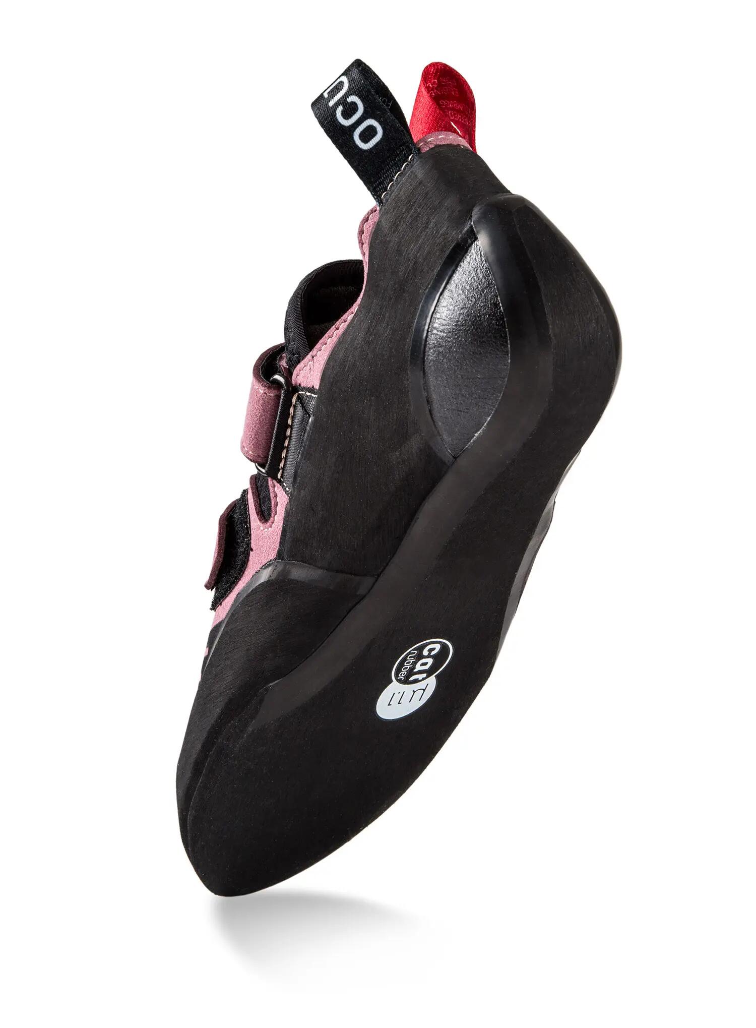 Chaussure escalade Ocún Striker QC vin/rose microfibre semelle CAT 4mm Velcro 2/4
