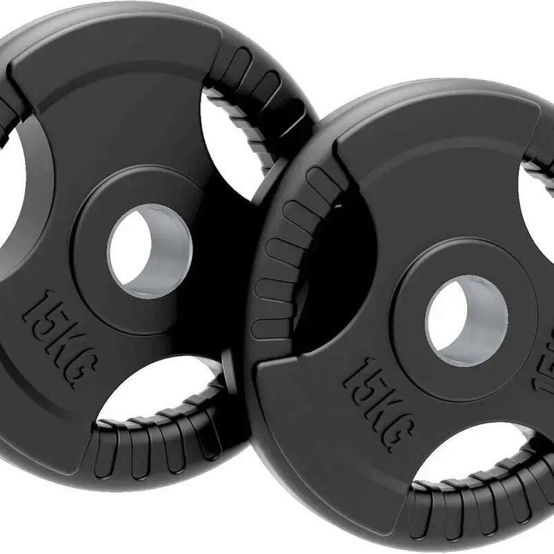 Олимпийски гумени тежести Tri-Grip, черни, комплекти, 15 кг