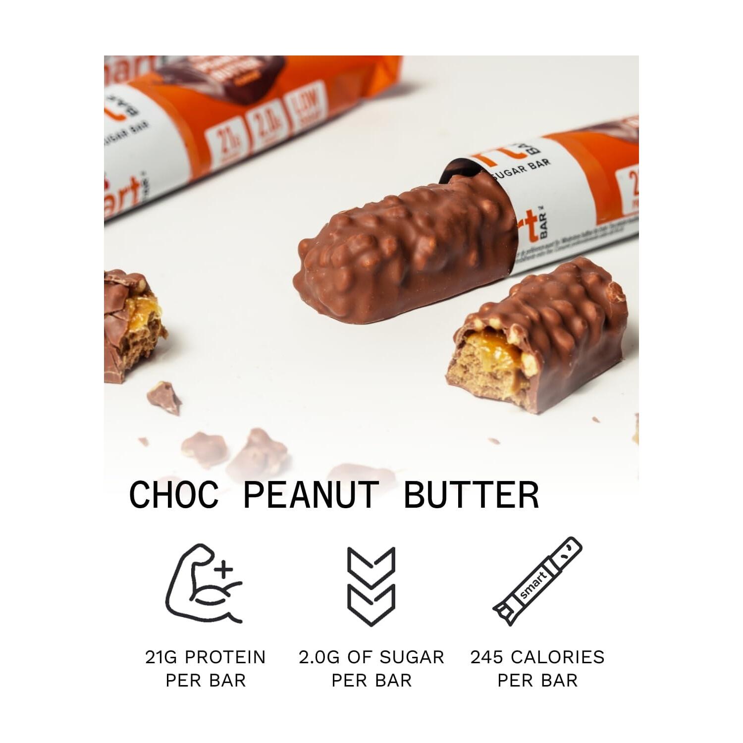 Barres protéinées - Smart Bar - Chocolat au Beurre de Cacahuète Boite de 12 2/3