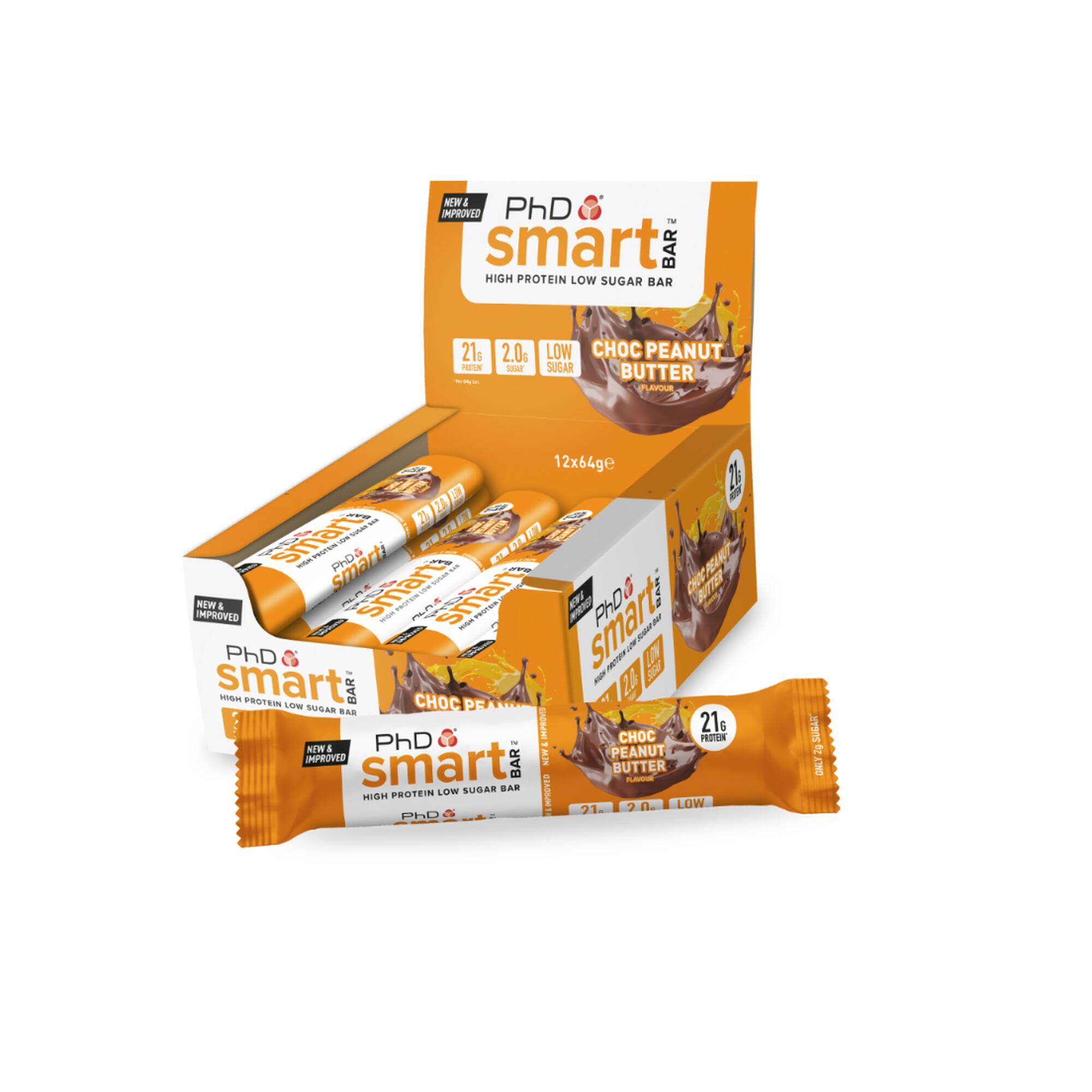 Phd Nutrition - Barres Protéinées - Smart Bar - Chocolat Au Beurre De Cacahuète Boite De 12 - Barre Protéinée - Decathlon