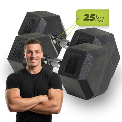 XTREXO Hex gummierte Hantel 25 kg