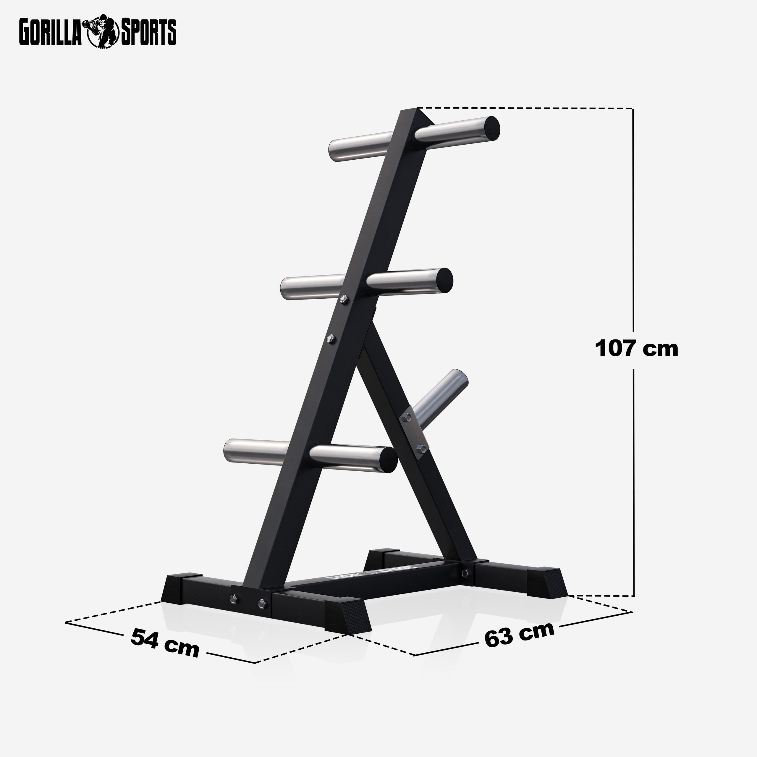 RACK DE RANGEMENT 4 NIVEAUX NOIR POUR DISQUES OLYMPIQUES 50/51M | MUSCULATION 2/7