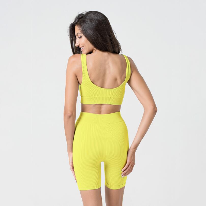 Bikers bonna vita alta push up senza cuciture allenamento e tempo libero Lime 3/5