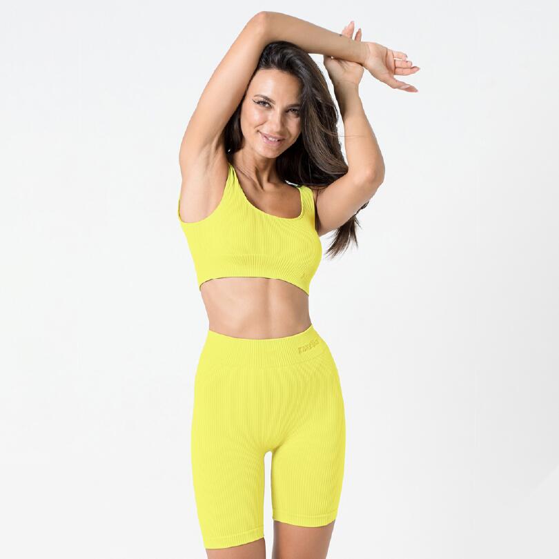 Bikers bonna vita alta push up senza cuciture allenamento e tempo libero Lime 5/5