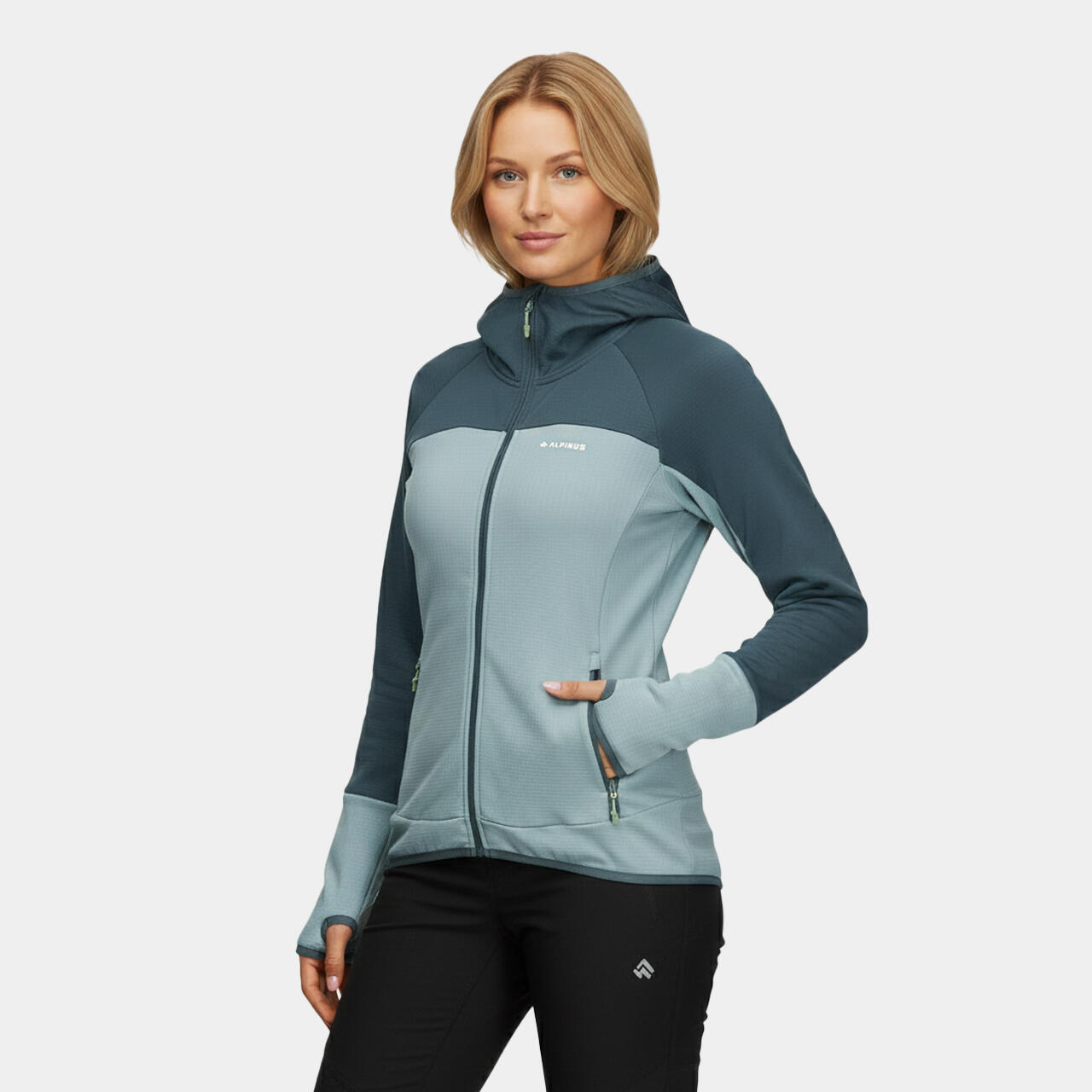 Alpinus - Veste Élastique De Randonnée Alpinus Uba - Femme - Sweat Zippé - Bleu|vert - Decathlon