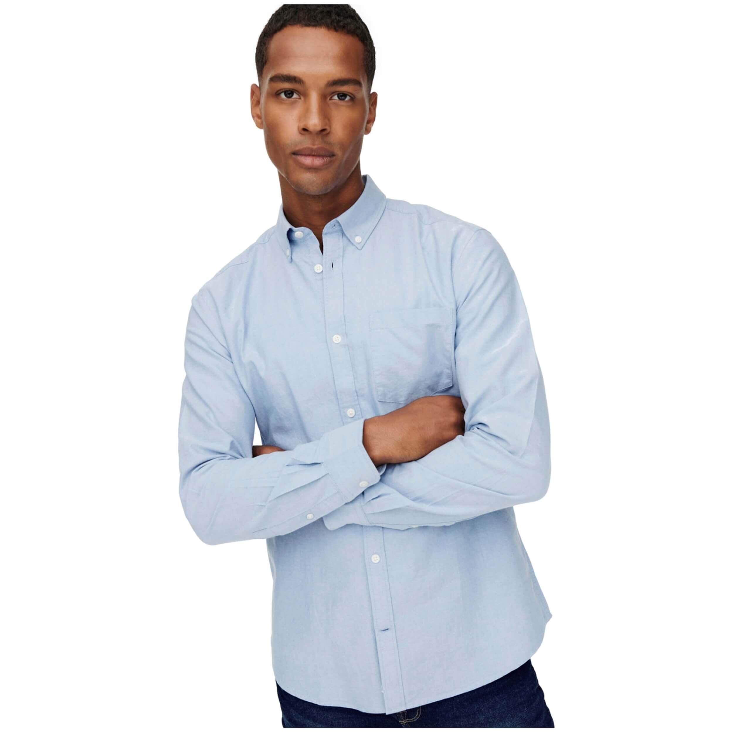 Camisa Only & sons modelo 22019669-BLUE para homem 3/3