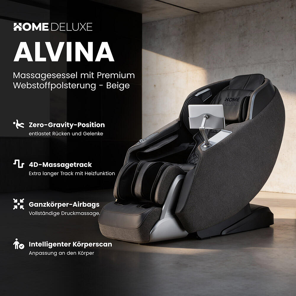 Fauteuil de massage ALVINA avec rembourrage en tissu premium - noir 3/7