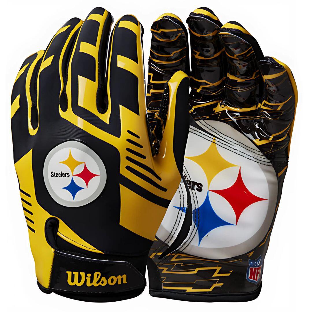 Wilson - Wilson Youth Nfl Stretch Fit Gloves Team Pittsburgh Steelers - Gants - Jaune|multicolore|noir - Youth - Decathlon