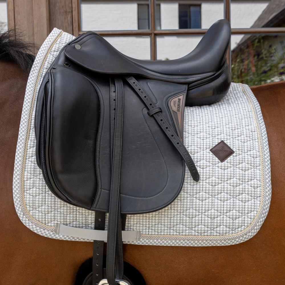 Tapis de selle velours pied de poule printing grey/white dressage cob 5/5
