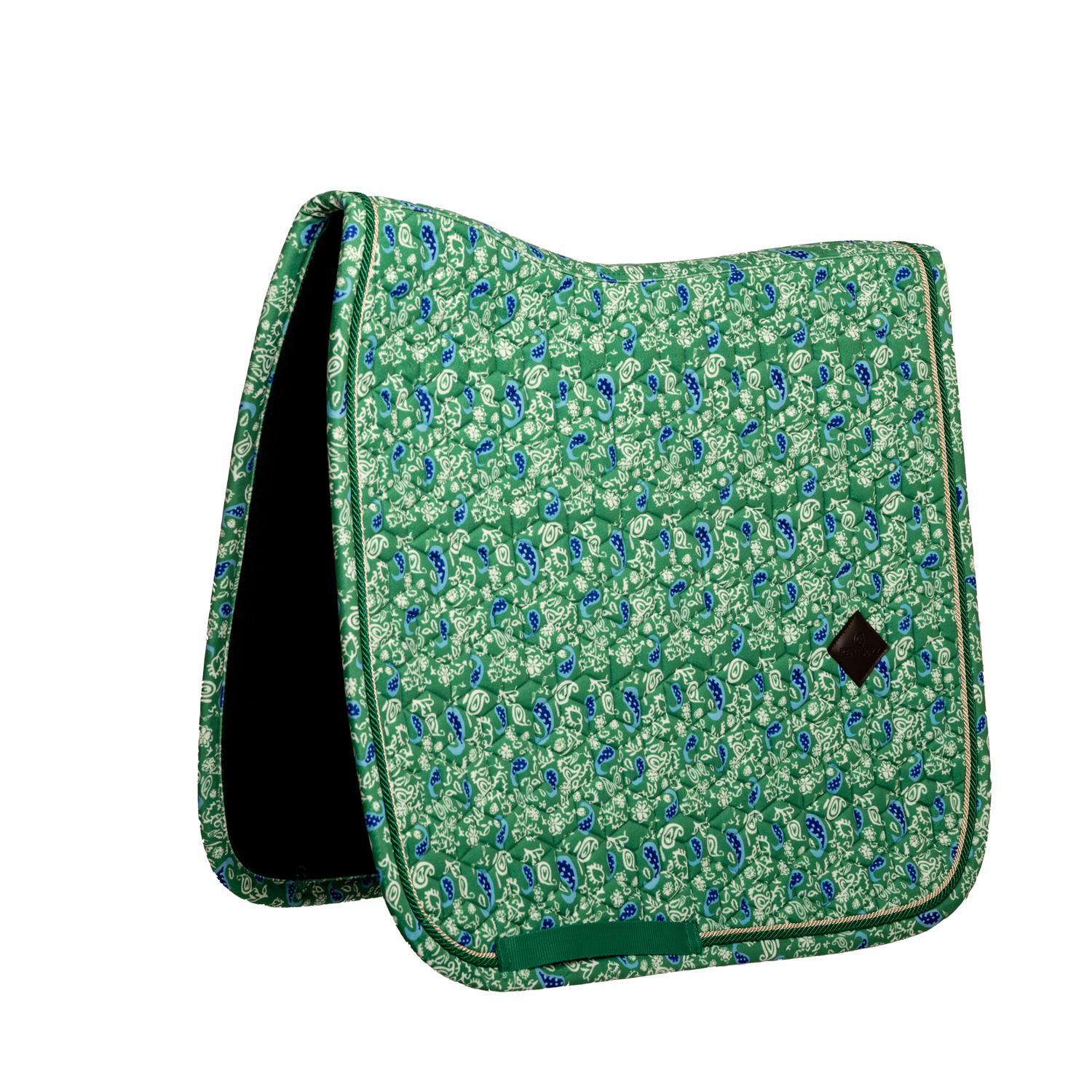 Kentucky Horsewear - Tapis De Selle Velours Paisley Garden Printing Green/navy Dressage Cob - Tapis De Selle - Bleu|vert - Cob - Decathlon