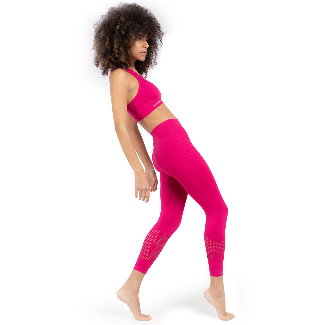 Leggings donna microfibra senza cuciture fit modellante e anticellulite Magenta 3/6