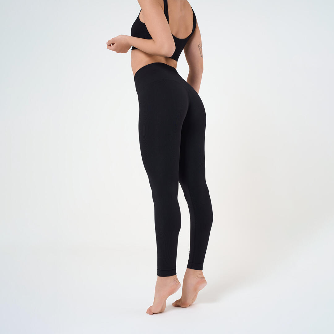Leggings donna super push up senza cuciture allenamento e tempo libero Nero 3/5
