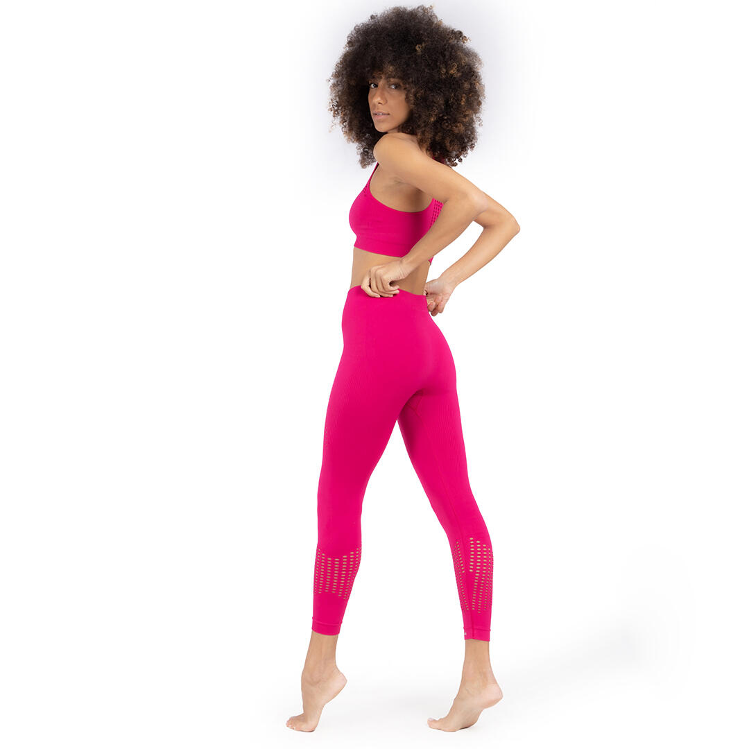 Leggings donna microfibra senza cuciture fit modellante e anticellulite Magenta 2/6