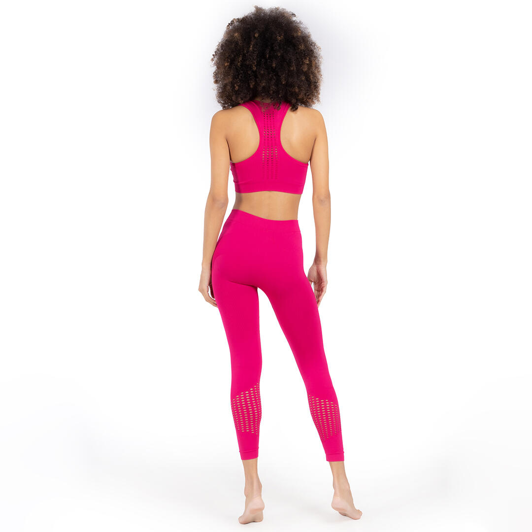 Leggings donna microfibra senza cuciture fit modellante e anticellulite Magenta 4/6