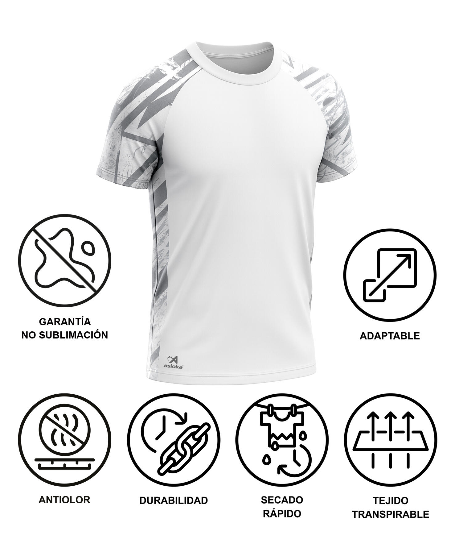 T-shirt de corrida de manga curta para homem ASIOKA VALENCIA. Efeito Coolmax. 6/7