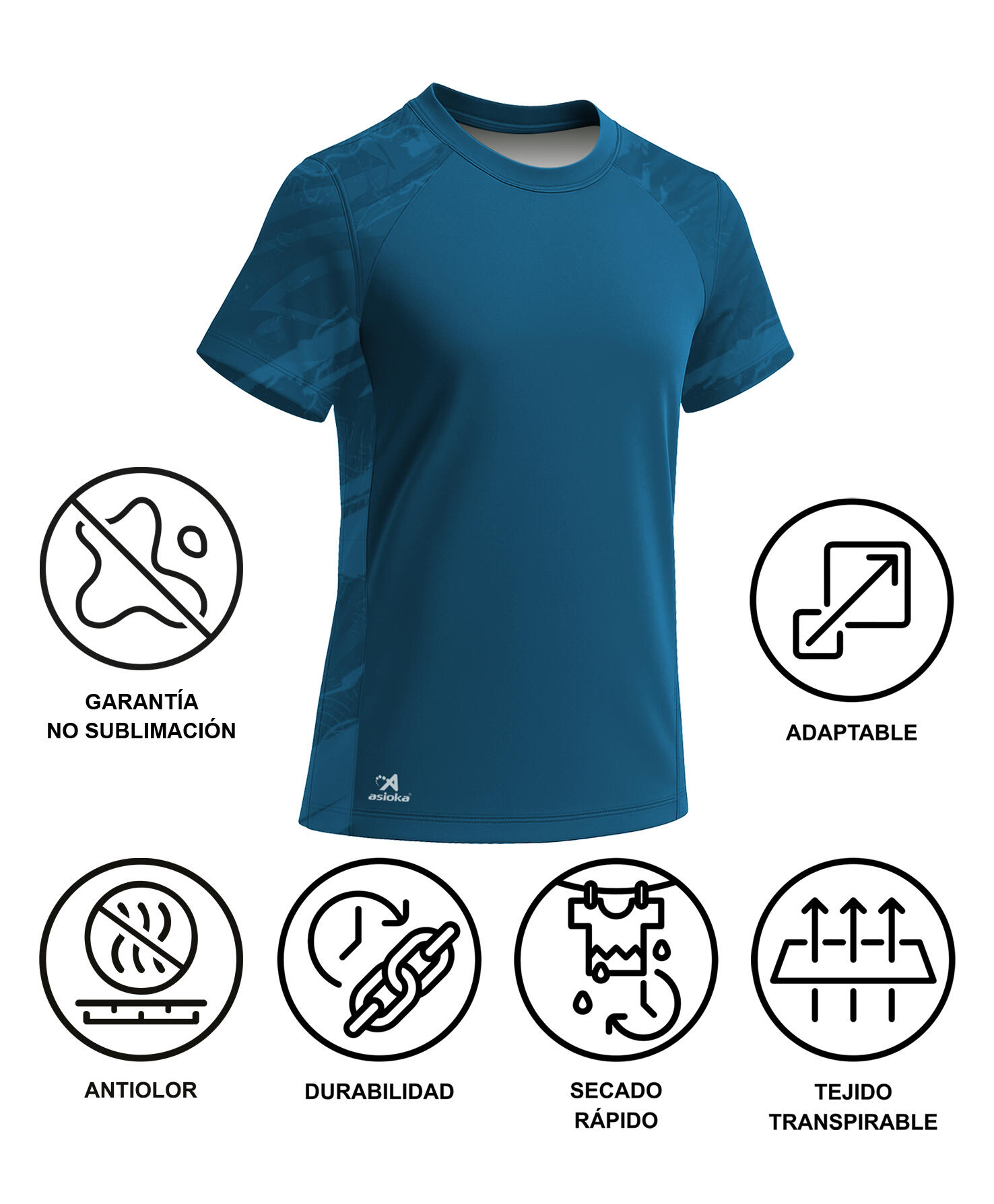 Camiseta manga corta Running para hombre ASIOKA VALENCIA.Efecto Coolmax 6/7
