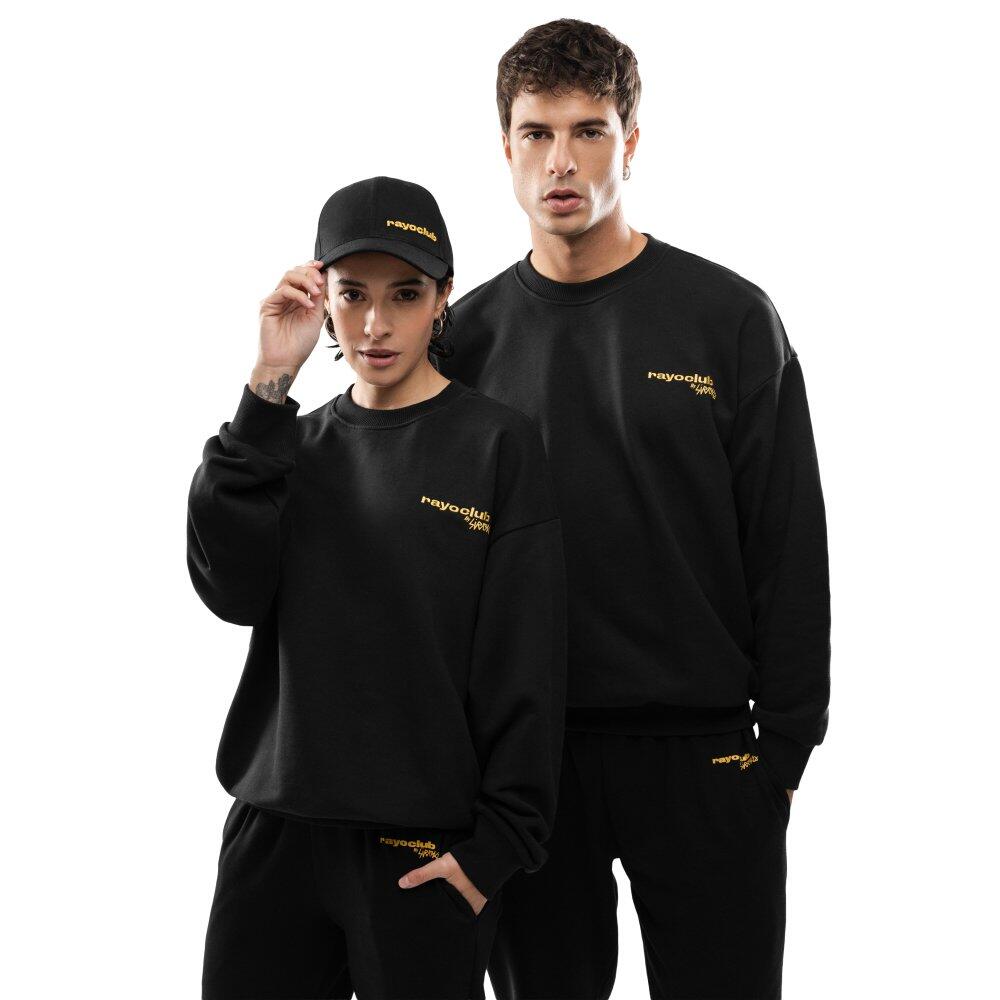 SIROKO Felpa girocollo Rayo Club in cotone da uomo Lifestyle RC Ready Black Nero