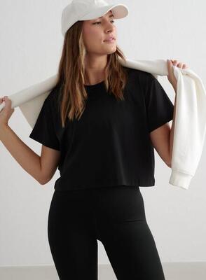 Damen T-Shirt Lockere Passform Feuchtigkeitsableitend Schwarz