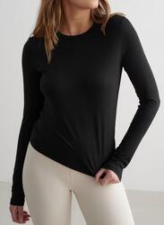 Femme Haut à Manches Longues Évacuant l'humidité et à Séchage Rapide Noir