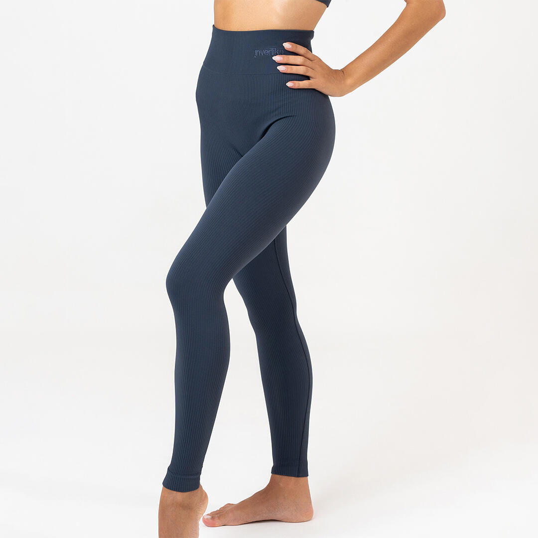 Leggings donna vita alta push up senza cuciture allenamento e tempo libero Blue 2/5