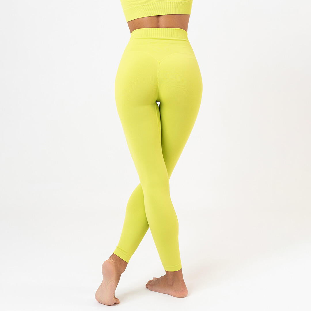 Leggings donna super push up senza cuciture allenamento e tempo libero Lime 3/5