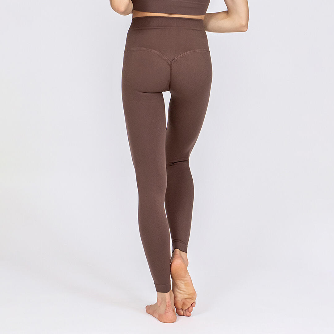 Leggings donna super push up senza cuciture allenamento e tempo libero Marrone 3/5