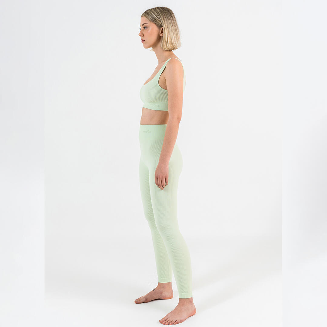 Leggings donna vita alta push up senza cuciture allenamento e tempo libero Menta 2/5