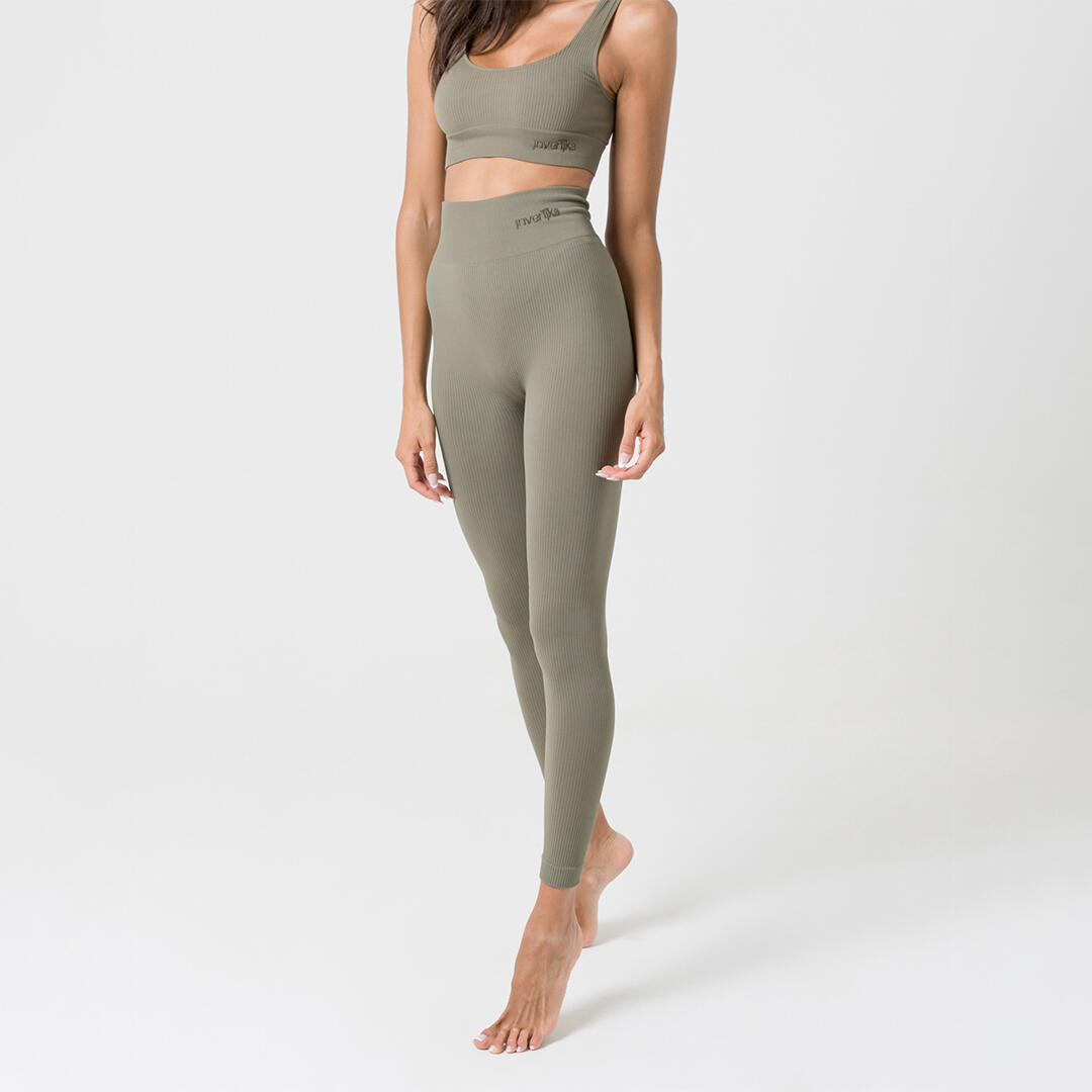 Leggings donna vita alta push up senza cuciture allenamento tempo libero Salvia 5/5