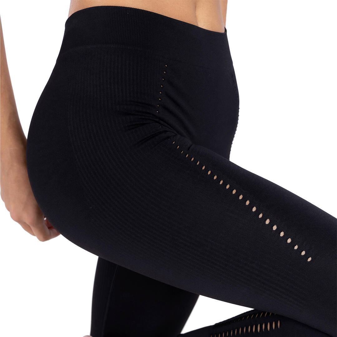 Leggings donna microfibra senza cuciture fit modellante e anticellulite Nero 2/7