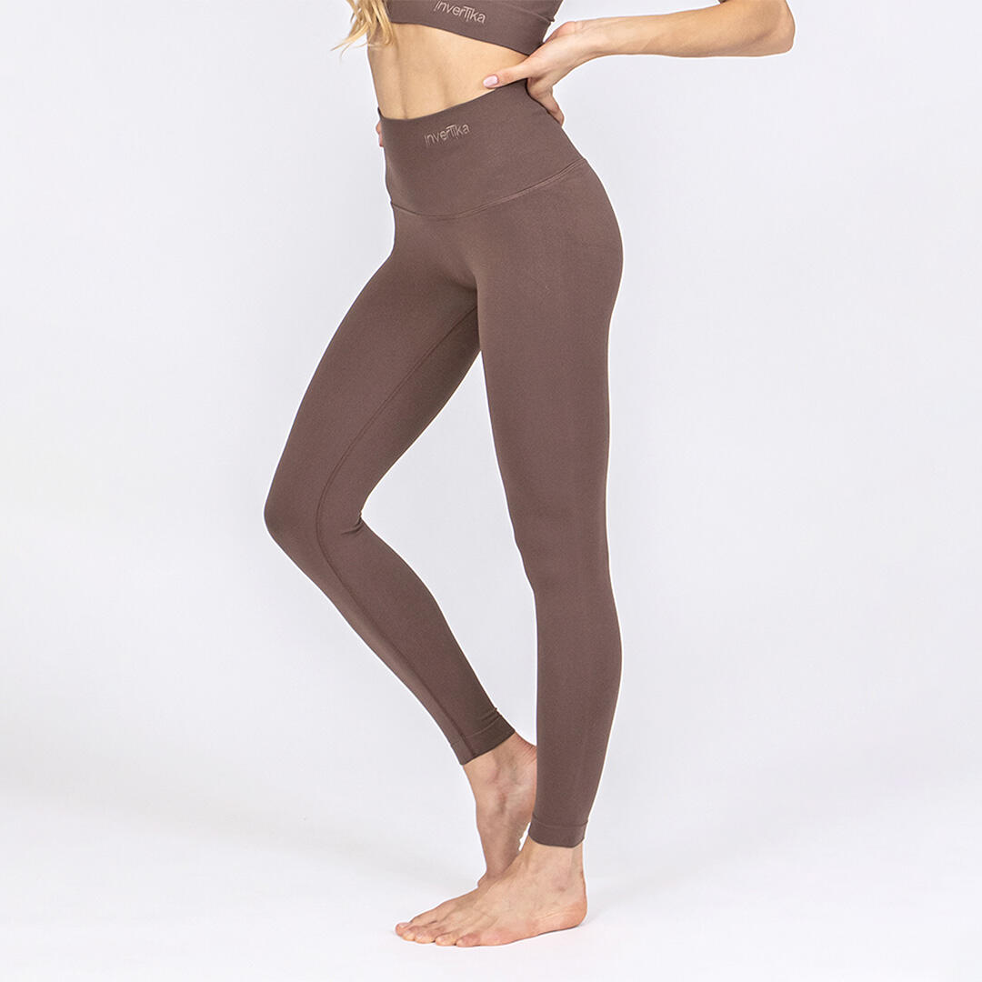 Leggings donna super push up senza cuciture allenamento e tempo libero Marrone 2/5