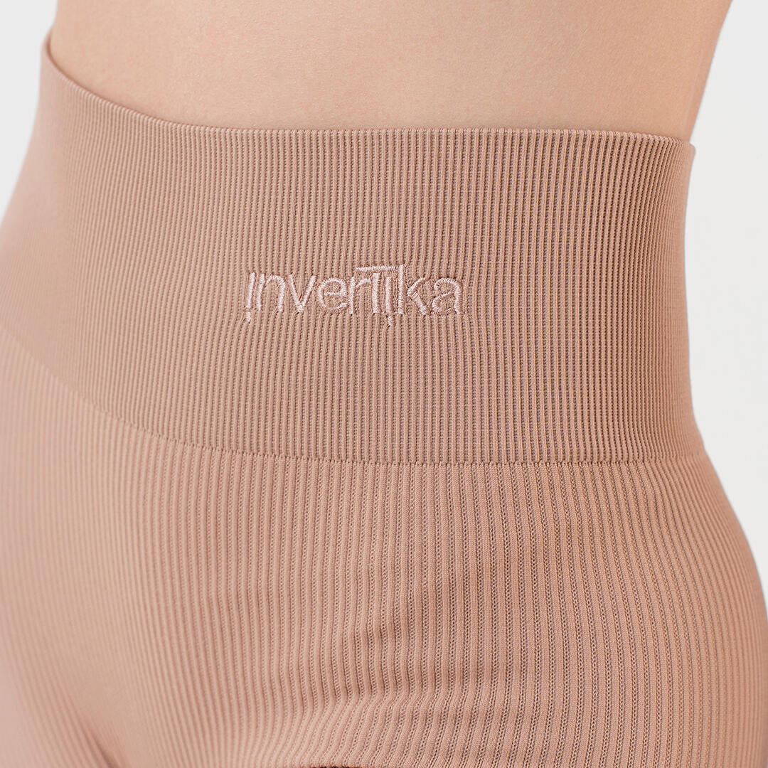 Leggings donna vita alta push up senza cuciture allenamento e tempo libero Nude 4/5