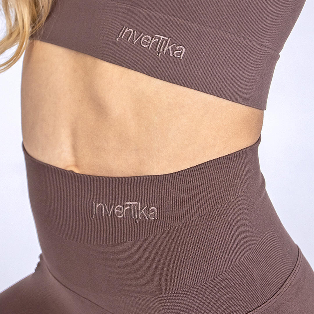 Leggings donna super push up senza cuciture allenamento e tempo libero Marrone 4/5