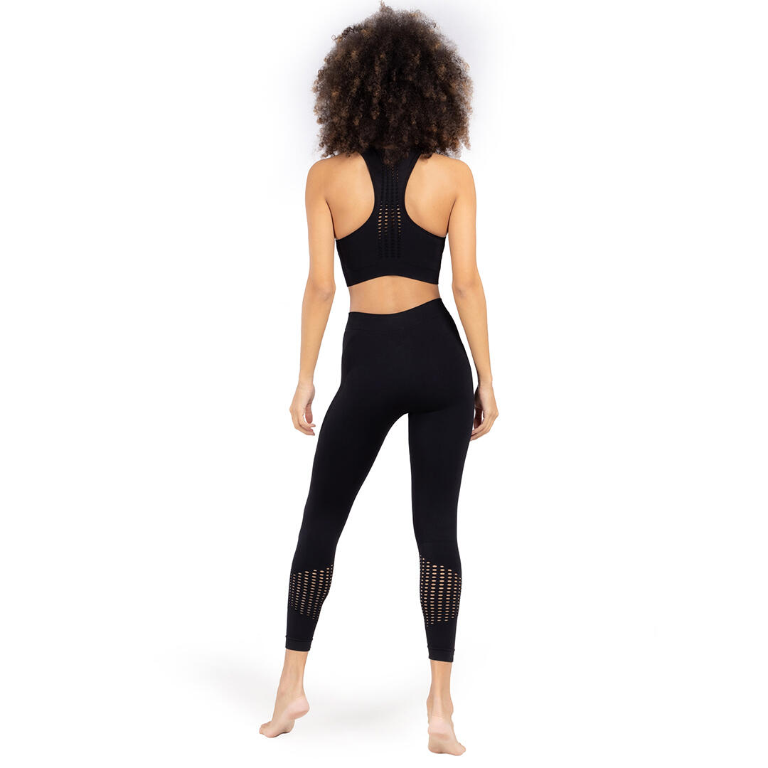 Leggings donna microfibra senza cuciture fit modellante e anticellulite Nero 5/7