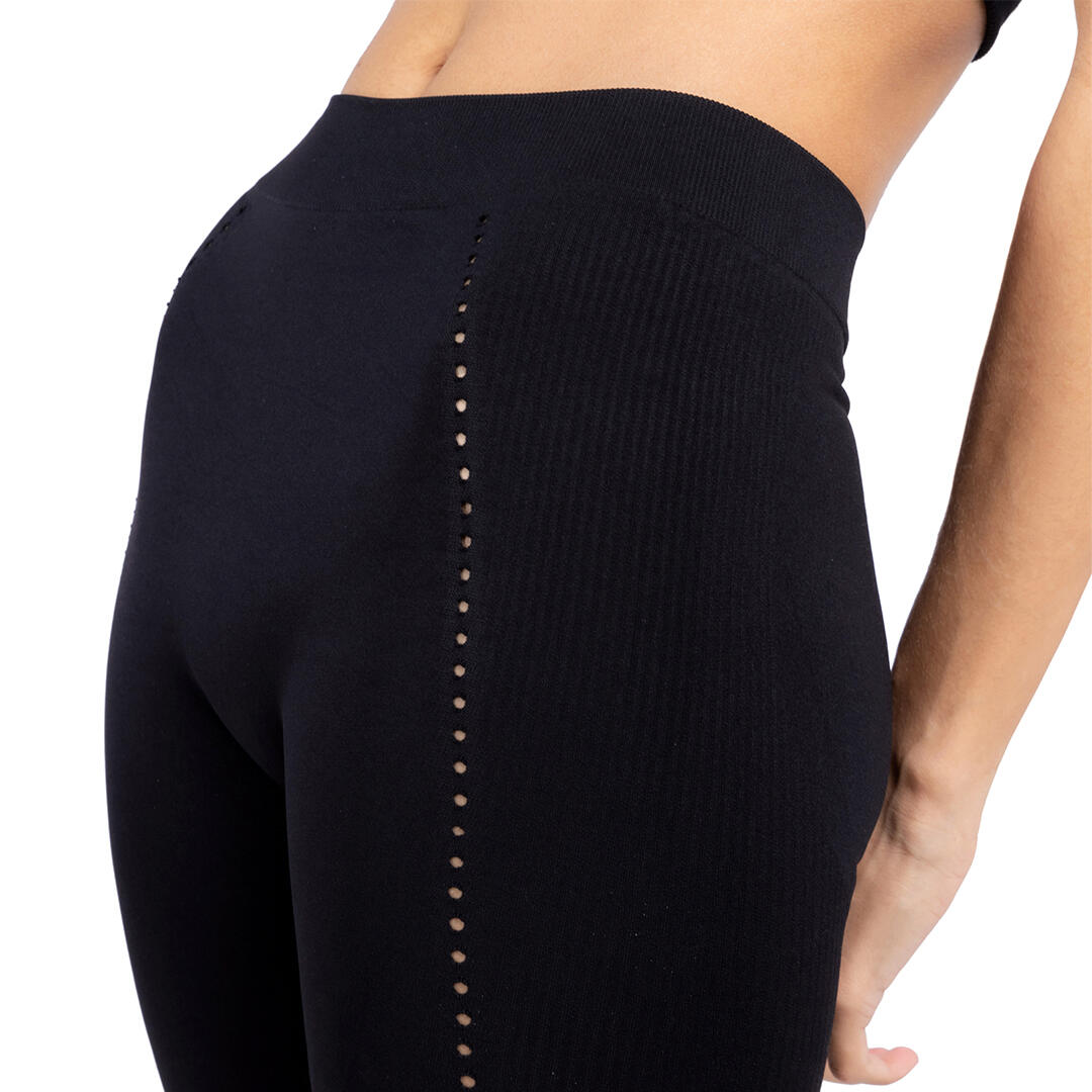 Leggings donna microfibra senza cuciture fit modellante e anticellulite Nero 4/7