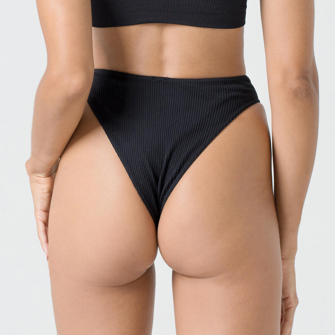 Slip donna sgambato V push up senza cuciture pole dance discipline aeree Nero 3/5
