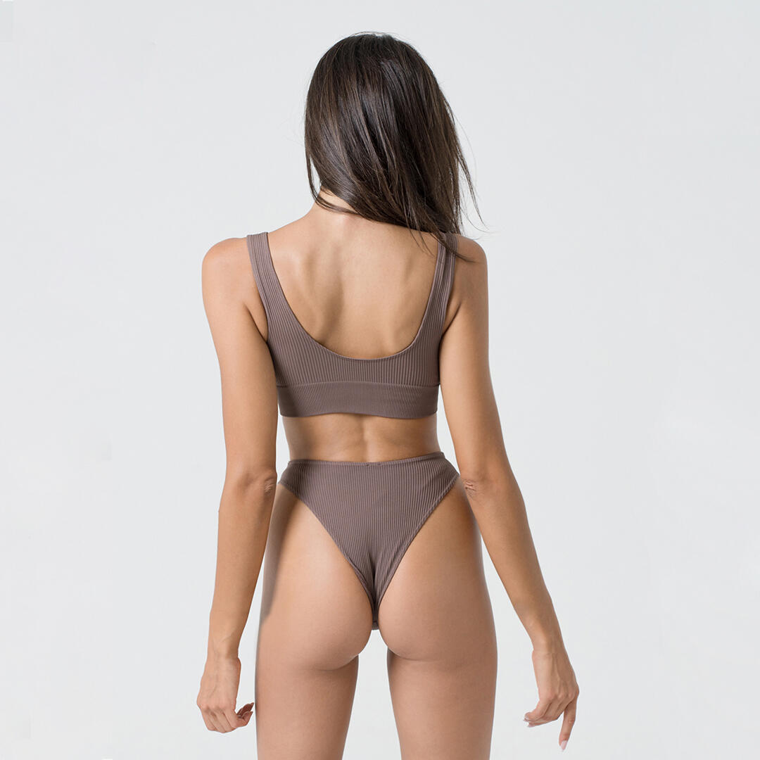 Slip donna sgambato V push up senza cuciture pole dance discipline aeree Marrone 4/5