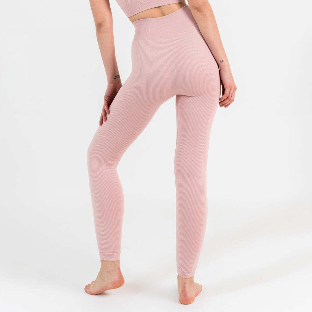 Leggings donna vita alta push up senza cuciture allenamento e tempo libero Rosa 3/5