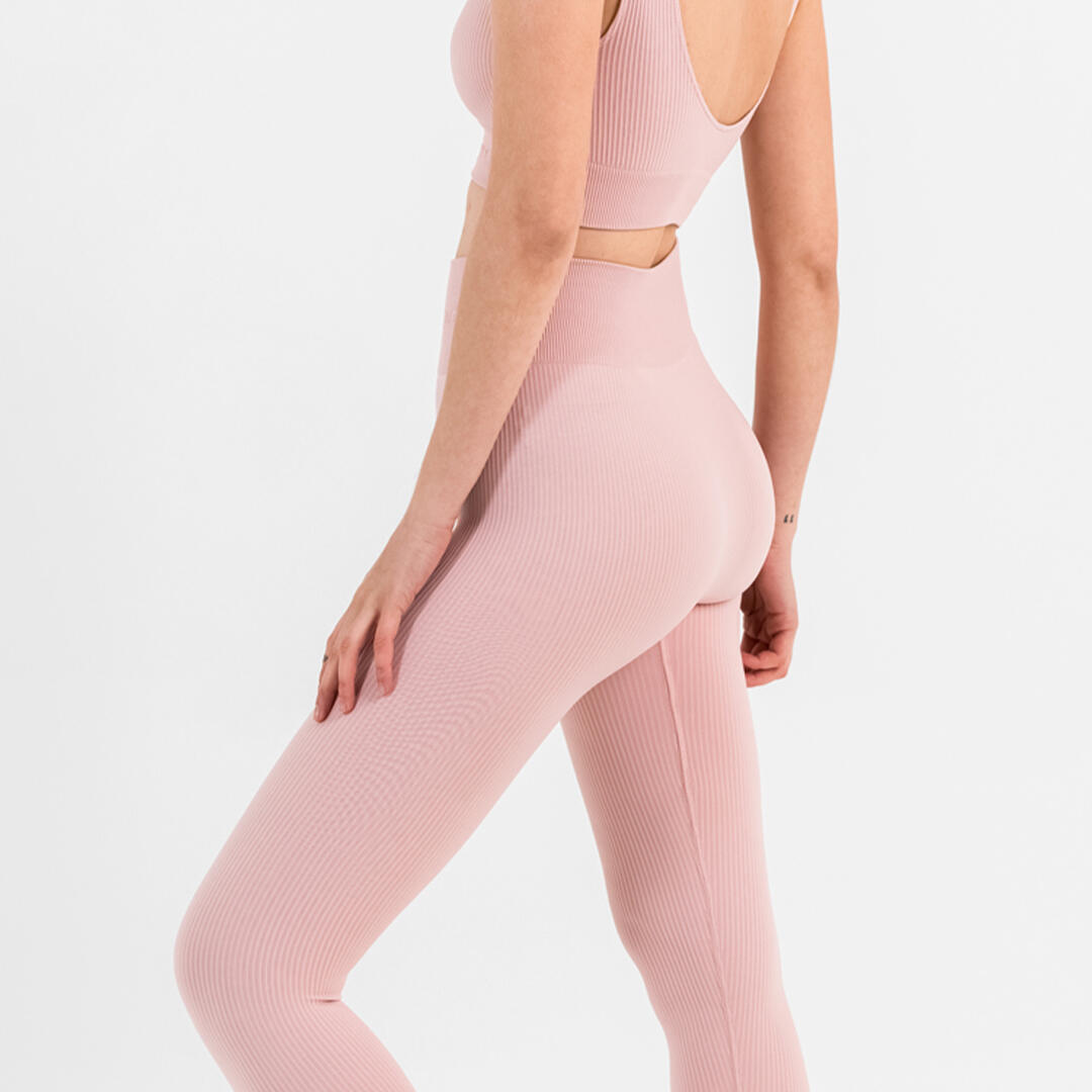 Leggings donna vita alta push up senza cuciture allenamento e tempo libero Rosa 2/5