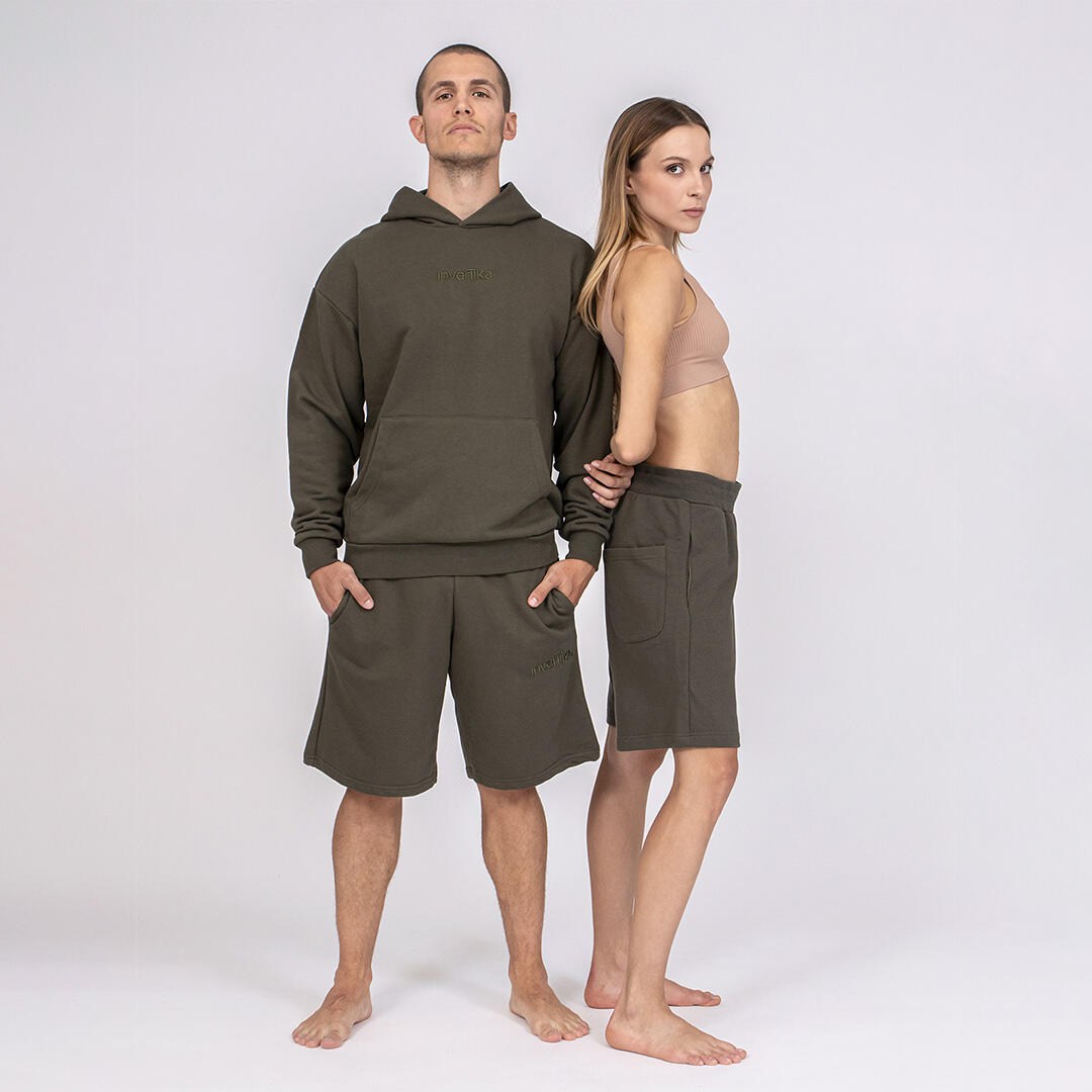 Shorts unisex oversize vita media elastico allenamento tempo libero Verde 6/6