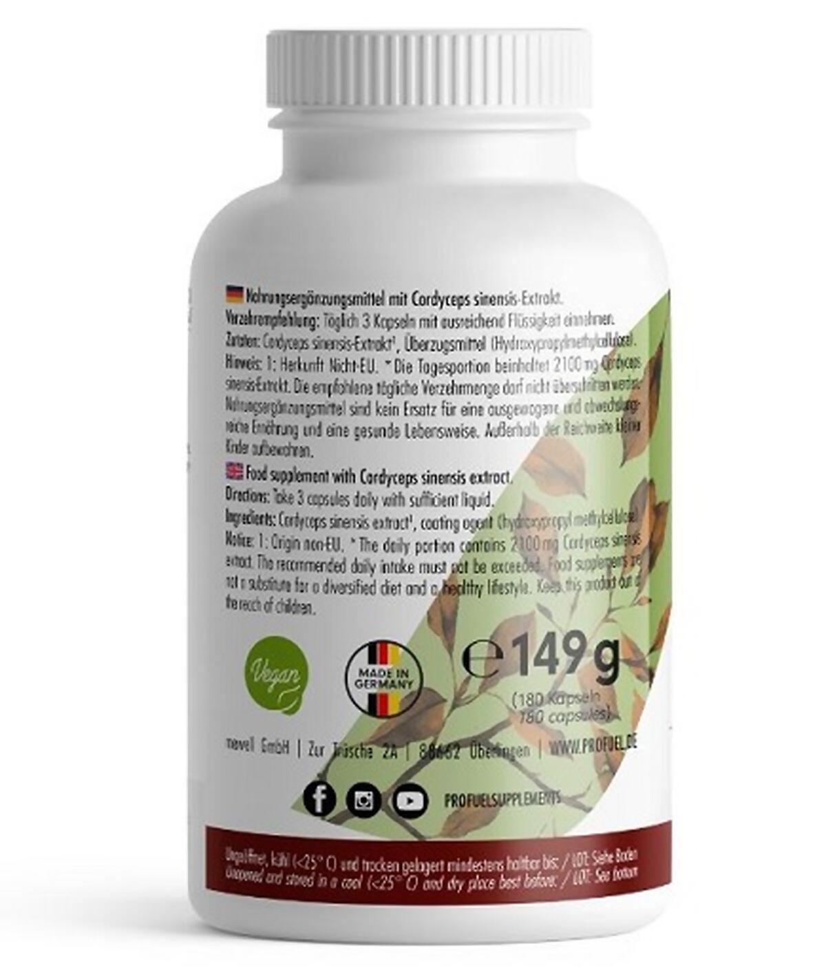 ProFuel CORDYCEPS Vitalpilz (180 Kapseln) 3/3