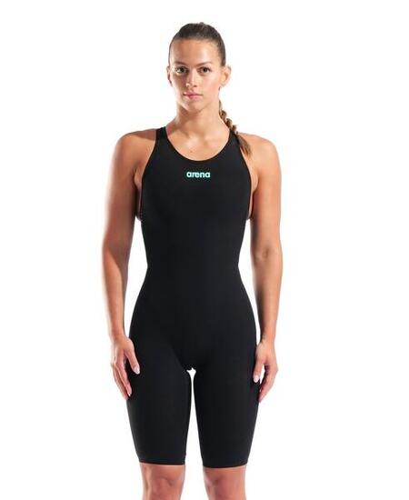 Traje Arena Powerskin Veloce Open Back - Negro/Turquesa Talla UK 26