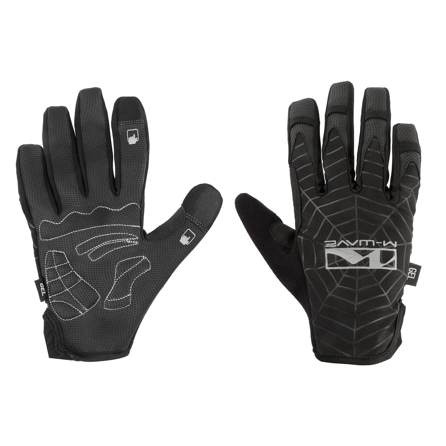 M-Wave Spider Web mănuși ciclism full-finger, negre (L).