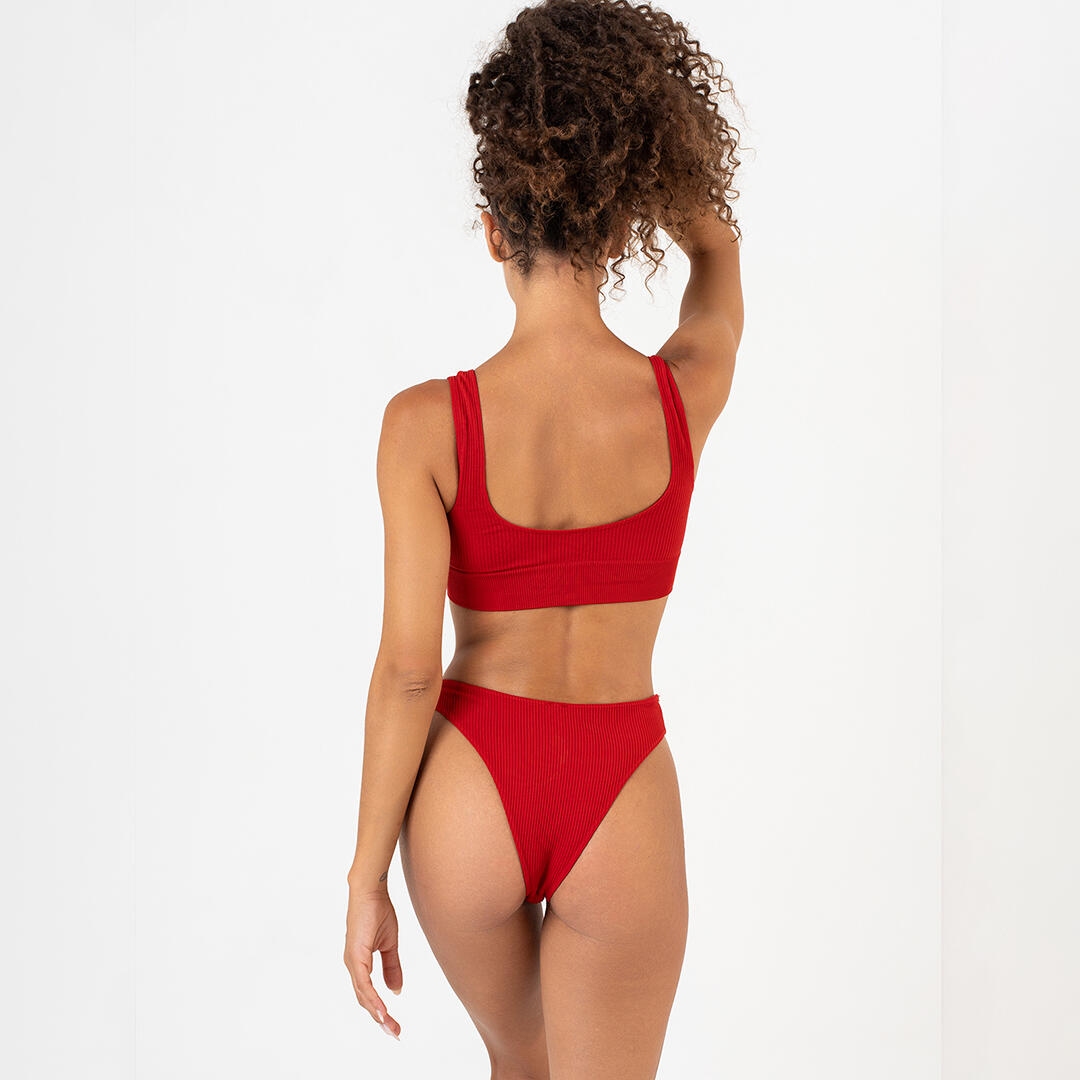 Slip donna sgambato V push up senza cuciture pole dance discipline aeree Rosso 5/5