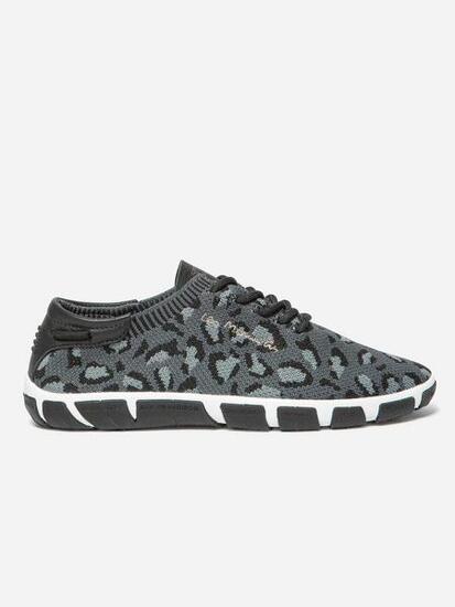 Tennis toile Femme - JAZARIA Leopard Noir