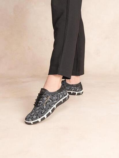 Tennis toile femme JAZARIA Leopard Noir