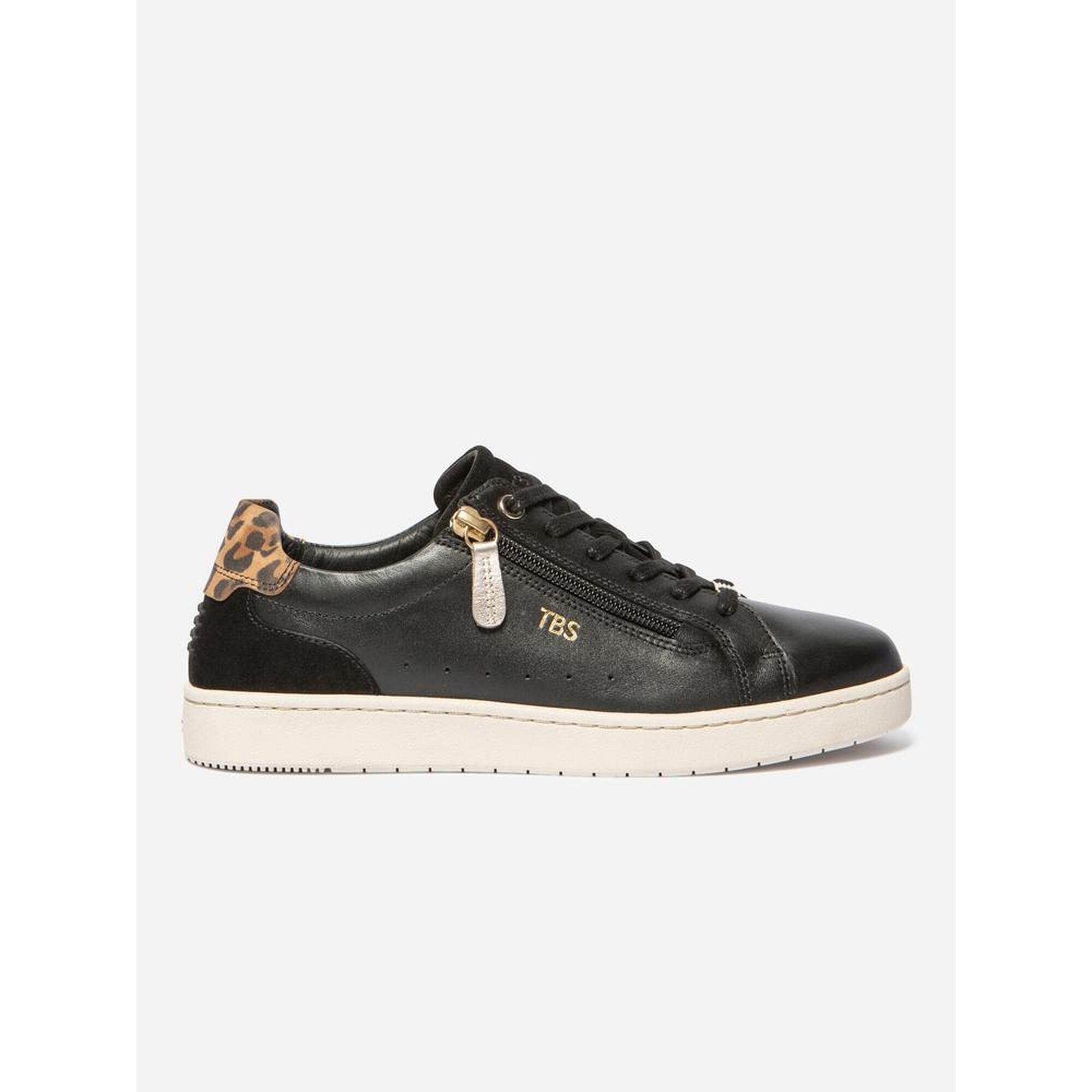 Tbs - Baskets Zippées Femme Vinisia 1973 Noir/leopard - Baskets - Noir - Decathlon